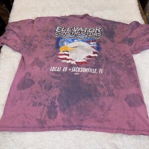 Union Made Elevator Constructors T-Shirt Mens 3XL Purple Tie Dye Eagle